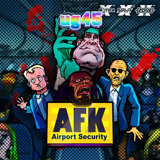 Tampilan layar permainan slot AFK Airport Security dengan elemen grafis bertema bandara